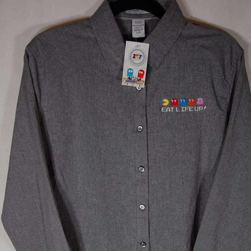 North End Sport Women's Dress Shirt Button Gray Plaid NWT - Size L